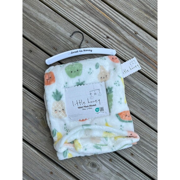 Baby Blanket Fruit Apple Strawberry Pear Watermelon Unisex Infant Little Honey - Picture 4 of 4